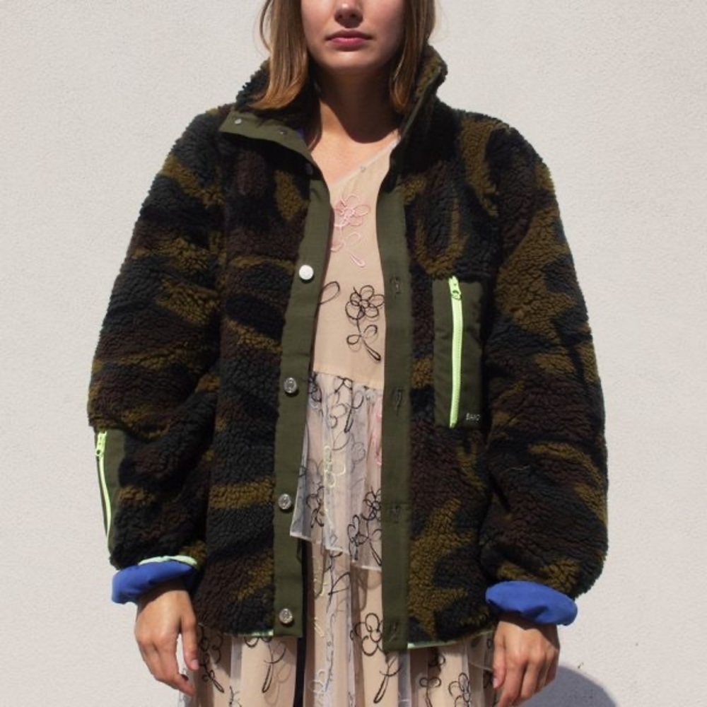 Sandy Liang Camo Rory Fleece Reflective Jacket Medium